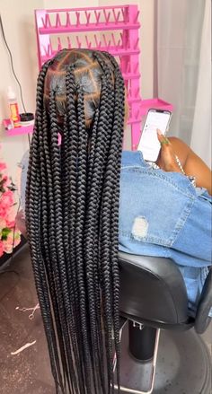 Half Head Sew In Weave Hairstyles, Big Knotless Box Braids With Color, Style Large Knotless Braids, Braided Hairstyles For Black Women Box Braids, Thick Knotless Braids, Medium Large Knotless Box Braids, All Back, Large Knotless Box Braids