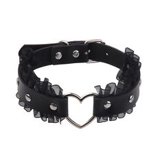 PRICES MAY VARY. Constructed from high quality PU leather, assures you a smooth and comfortable feel while guaranteeing long-lasting use. Adjustable size to suit different neck sizes, ensuring a comfortable and personalized fit for everyone. This leather heart choker necklace serves as the perfect accessory for enhancing your unique and quirky style statement. An ideal choice for various occasions, be it casual outings, parties, or concerts, making it a must-have addition to your accessory colle Punk Leather Jewelry For Concerts, Black Punk Choker For Cosplay, Edgy Metal Choker For Valentine's Day, Adjustable Punk Heart Choker, Adjustable Heart-shaped Punk Choker, Edgy Heart-shaped Choker For Valentine's Day, Black Emo Choker For Cosplay, Black Metal Choker For Valentine's Day, Black Heart Jewelry For Alternative Fashion