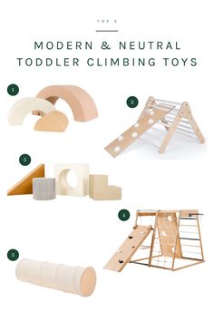 The 5 Best Modern and Neutral Toddler Climbing Toys Montessori Playroom Modern, Infant Playroom, Mallorca Apartment, Baby Climbing Toys, Foam Climbing Blocks, Climbing Toys For Toddlers, Modern Kids Toys, Wooden Play Set, Rocking Bed