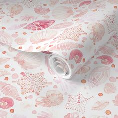 pink and orange floral wallpaper with white background