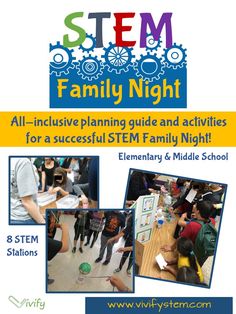 This all-inclusive planning guide has everything you need to host a successful STEM Family Night! The guide was created after experience hosting several successful Family Nights with over 350 participants. The activities have been vetted by math and science teachers for both elementary and middle school participants and their families. We hope this guide will give you the confidence to host your own amazing STEM Night! Steam Night Ideas Elementary, Science Night At School Ideas, Family Math Night Elementary, Stem Night Activities Elementary