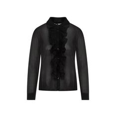 This elegant Tom Ford black shirt is crafted from pure viscose, showcasing a refined pointed collar and long sleeves. Ruffled front details add sophistication, while ribbed cuffs and a straight hem complete the look for a chic appeal.

- Composition: 100% Viscose  
- Suitable for formal occasions Ford Shirt, Tom Ford Clothing, Black Toms, Ford Black, Sheer Shirt, Pure Black, Dress Pant, Viscose Fabric, Emilio Pucci