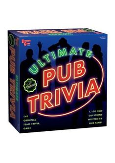 the ultimate pub trivia game for adults and children is shown in front of a white background