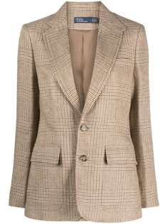 Polo Ralph Lauren single-breated plaid-pattern Linen Blazer - Farfetch Blazer Designs, Water Consumption, Ralph Lauren Outfits, Womens Blazers, Plaid Blazer, Linen Blazer, Harmful Chemicals, Environmental Impact, Check Pattern