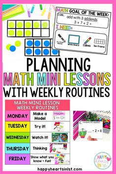 Guided Math in First Grade Mini Lesson Whole Group Instruction Ideas for Lesson Planning First Grade Math Lesson Plans, 3rd Grade Lesson Plans, Math Lesson Plans Elementary, Kindergarten Math Lesson Plans, Teaching Lessons Plans, Math Station, Math Lesson Plans, Kindergarten Math Activities