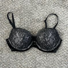 Very Sexy Push-Up Bra From Victoria Secret. Size 32c. Has A Black Shiny Floral Lace Pattern Covering The Cups. Front Band Is A Black Velvety Material Which Connects To A Black Mesh Material In The Back For The Clasp. Adjustable Straps. No Rips, Blemishes, Or Stains. Never Worn And In Excellent Condition. Victoria's Secret Partially Lined Bra For Night Out, Victoria's Secret Padded Bra For Night Out, Lace Push-up Bra For Night Out, Mesh Material, Push Up Bra, Black Mesh, Lace Pattern, Victoria’s Secret, Push Up