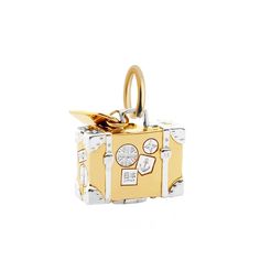 Harken back to the days of leather case luggage and vintage travel stickers with our gold vermeil suitcase charm featuring a classic luggage tag. Modeled after the real thing, contrasting sterling silver stickers boast visits to New York, Paris, the UK, Italy, and beyond. Approximate dimensions: 16.9 mm x 13.4 mm Classic Luggage, Silver Stickers, Silver Bodies, Travel Charms, Vintage Suitcase, Travel Stickers, Gold Charms, Travel Lover, Luggage Tag