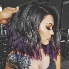 Scene Hair Purple Balayage, Purple Ombre Hair, Blue Ombre Hair, Dip Dye Hair, Hair Done, Trendy Hair Color, Ombre Hair Color, Grey Hair Color