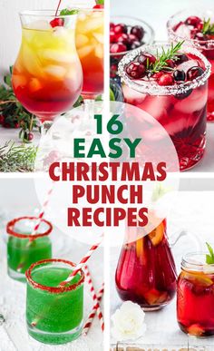 various christmas punch recipes with text overlay