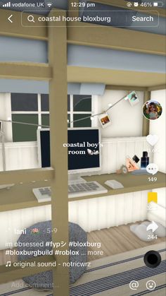 an animated view of a bedroom with bunk beds