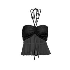 Please refer to our sizing chart for a guideline when choosing a size. 5 business days order processing time. 90% polyester 10% spandex Black Ruched Nylon Top, Fitted Ruched Mesh Top For Party, Party Stretch Nylon Crop Top, Stretch Nylon Crop Top For Party, Ruched Stretch Crop Top For Party, Black Ruched Crop Top For Party, Chic Party Top With Drawstring, Chic Party Tops With Drawstring, Chic Drawstring Tops For Party