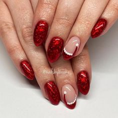 40+ Insanely Pretty Christmas Nails 2024 & Christmas Nail Designs You'll Love Christmas Acrylic Nails Almond, Christmas 2024 Nails, December Nails Almond, Christmas Nails 2024, French Tip Styles, December Nails Ideas, Gel Short Nails, Nails Gel Short, Pretty Christmas Nails