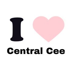 the words i love central cee are in black and white with a pink heart