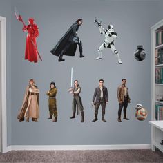 the star wars wall decals are all different styles and sizes, but one is for each character