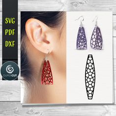 DIY 3D Sculpted Geometric Leather Earrings SVG PDF DXF vector files. Jewellery making template for laser and cutting machines - Glowforge, Cricut, Silhouette Cameo. Laser Crafts, 3d Geometric Shapes, Wooden Jewelery, Jewelry Template, Silhouette Earring, Leather Jewelry Making, Idee Cricut, Laser Cut Wood Earrings, Diy Leather Earrings