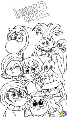 the inside out coloring page with cartoon characters