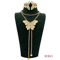 Afraic Jewelry-24k Fashion Jewelry Set Long Necklace Italian Gold Plated Jewelry For WomenModel Number:1005004760273331Chain length: 33.5 InchNecklace category:AdjustableAdjustment mode:As demonstrated in the video belowAdjustable video presentation:NO1NO2NO3N04 Jewelry Set Design, Vintage Jewelry Sets, Color Necklace, Butterfly Pendant Necklace, Wedding Party Jewelry, Women's Jewelry Sets, Fashion Jewelry Sets, Butterfly Jewelry, Latest Jewellery