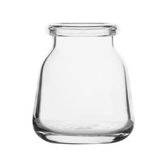 a clear glass vase with a lid on the top and bottom, sitting in front of a white background