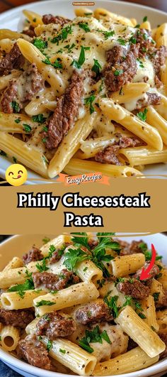 two plates of pasta with meat and cheese