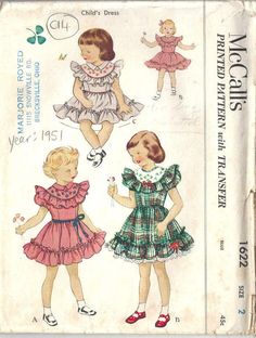 two children's dresses, one with ruffled sleeves and the other with short sleeves