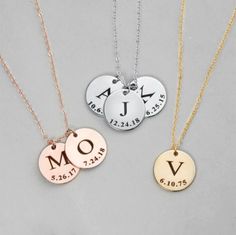 Initial & Date Pendant Necklace – Trendy Jewlz Letter Necklace Initials, Initial Disc Necklace, Bar Necklace Personalized, Best Friend Necklaces, Friendship Necklaces, Initial Necklace Gold, Initial Pendant Necklace, Friend Necklaces, Gold Necklace Women