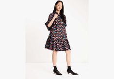 Braking' news! Our Lake dress is updated with colorful vintage cars. | Kate Spade Cars Lake Dress, Black Kate Spade Dress 2022, Black Xs, Floral Dress Black, Vintage Colors, Summer Essentials, Black Media, Black Floral, Vintage Cars, Dress Black