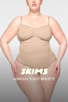 This best-selling seamless sculpting bralette contours your curves with pique stitching along the front and sides that flatter and define the bust while offering ultra-strong support. Features a scoop front and adjustable straps for your best fit. Fits true to size. | SKIMS Bralette | Light Neutral | 2XS | Seamless Sculpt Shapewear, Bralette, Adjustable Straps, Lounge Wear, Stitching, Cross Stitching