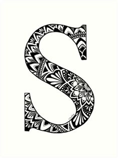 the letter s is made up of black and white designs