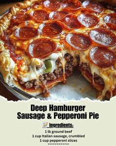 a deep dish pizza with pepperoni and cheese