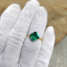 Main Stone : Lab Created Emerald Stone Color : Green Stone Size : 10x10 mm Stone Shape : Square Metal :, 925 Sterling Silver Plating : Silver / 14 Caret Gold / Rose Gold Side Stone : Non Setting type : Prong setting Occasion : Wedding ,Party, Anniversary, Valentine's Day, Daily Gift for : Men & Women Both Style : Classic Rings Type : Solitaire, Wedding Bands Item Type : Ring If You Have Any Questions, Please Feel Free Contact Us through Etsy Message Service If you want to make jewelry of som Square Cut Solitaire Emerald Ring For Promise, Solitaire Square Cut Emerald Promise Ring, Square Cut Solitaire Emerald Promise Ring, Wedding Rings With May Birthstone In Square Cut, Square Cut May Birthstone Wedding Rings, Elegant Rectangular Emerald Ring With Prong Setting, Classic Square Cut Emerald Promise Ring, Classic Square-cut Emerald Promise Ring, Wedding Emerald Ring With Square Cut