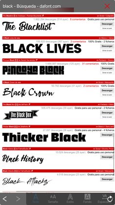 an iphone screen showing the font and numbers for different types of font, including black lives