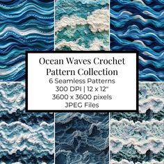 ocean waves crochet pattern collection 5 seamless patterns 300 dpi 12x120 pixels