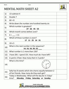 the worksheet for mental math sheet 2, which is in red and white