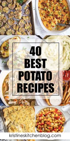 the words 40 best potato recipes are overlaid by images of different dishes