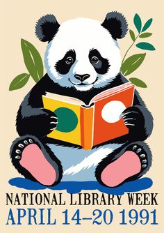 Perfect gifts for the book lovers in your life #LiteraryLove #BookishMoments
National Library Week 1991 Poster - Cute Panda Reading Book - Retro Educational Wall Art - Perfect for Libraries, Classrooms and Book Lovers