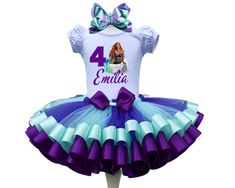 I offer you a beautiful birthday tutu outfit girls. NOTES FOR THE SELLER -Number for personalizing the top. -Name to personalize the vertex. -Need by date. Sleeve for the top - short, long. TOP. The top of it is 100% cotton. Size 3-24 months it is a bodysuit, 2T-10T it is a shirt. (Since it is more handmade always remember the shirt needs to be washed inside out, hand washed and air dried). SKIRT - made of soft tulle, edged at the bottom with a ribbon and decorated with a bow. Tutu is planted on Fitted Mermaid Tutu Dress For Birthday, Pink Mermaid Tutu Dress For Birthday, Mermaid Tutu, Birthday Tutu Outfit, Beautiful Birthday, Tutu Outfits, Mermaid Birthday Party, Birthday Tutu, Soft Tulle