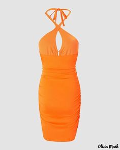 Olivia Mark - Vestido ajustado con espalda cruzada y corte acanalado Halter Bodycon Dress, Olivia Mark, Halter Dress, Bodycon Dress