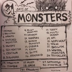 a drawing of monsters on a sign in front of a building that says days of monsters