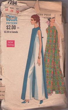 Vogue 7294 Vintage 60's Sewing Pattern The COOLEST Mod Op Art Hostess Jumpsuit with Attached Panel, Pantdress, Loungewear MUST SEE! #MOMSPatterns Fashionable Hostess, Sewing Vintage, 70s Inspired Fashion