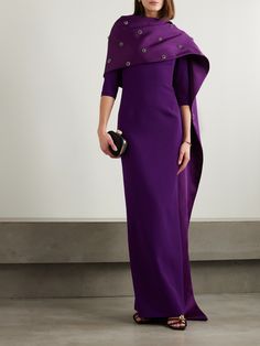 Purple Plum, Embellished Gown, Satin Gown, Modern Wardrobe, Stretch Crepe, Classy Women, Clothes Collection, The Floor, Manners