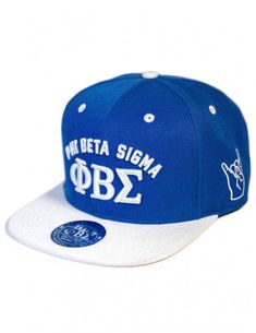 a blue and white hat with the words,'no delta signa on it