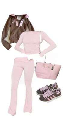 Y2k pink core Pink And Cheetah Print Outfit, Soft Pink Clothes Aesthetic, Brown And Pink Outfit Ideas, Kawaii Y2k Outfits, Comfy Y2k Outfit, Pink Parachute Pants Outfit, 00s Outfit Ideas, Early 2000s Fashion Pink, Pink And Cream Outfit