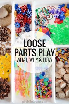 close - up of loose beads and toys with text overlay that reads loose bead parts play what, why & how