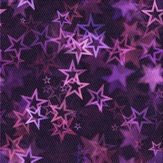 purple and pink stars are arranged in the shape of an abstract pattern on a black background