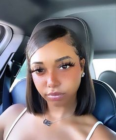 Easy Short Straight Hairstyles, Flat Iron Hair Styles For Short Hair, Short Flat Ironed Natural Hair, Short Natural Flat Ironed Hair Styles, Short Silk Press Natural Hair Styles, Cute Hairstyles For Short Hair Black Ppl, Curly Hairstyles For Girls, Flat Iron Natural Hair, Relaxed Hairstyles