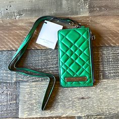 Kurt Geiger Credit Card Wallet Green Leather Long Strap Easy To Wear Or Grab And Go. Trendy Green Wallets With Cell Phone Pocket, Green Trendy Wallet With Cell Phone Pocket, Trendy Green Wallet With Removable Pouch, Dog Keychain, Striped Bags, Leather Card Case, Leather Coin Purse, Credit Card Wallet, Kurt Geiger