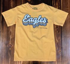 Retro Stack - Citrus – Southern Exchange Company Elementary School Spirit Shirts, School Tshirt Designs, School Spirit Shirts Designs, Senior Class Shirts, Vintage Shirt Design, School Shirt Designs, School Spirit Wear, School Spirit Shirts, Class Shirt