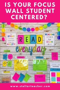 a bulletin board with the words reading is your focus wall student centered? read everyday