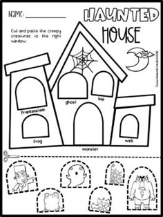 the halloween house worksheet for kids to learn how to make it look like they are