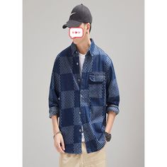 Denim Long Sleeve Plaid Shirt Workwear Shirtt  Material:78% cotton+12% polyester+10% viscose  Size:M,L,XL,2XL,3XL Color：Blue  Season: Spring,Autumn,Winter   Occasion: Leisure,Outdoor, Daily,Vacation Blue Relaxed Fit Flannel Shirt With Pockets, Casual Cotton Flannel Shirt With Pockets, Casual Indigo Shirt For Fall, Oversized Long Sleeve Denim Blue Shirt, Oversized Blue Cotton Shirt, Casual Indigo Tops For Streetwear, Indigo Casual Tops For Streetwear, Casual Oversized Denim Blue Shirt, Oversized Casual Denim Blue Shirt